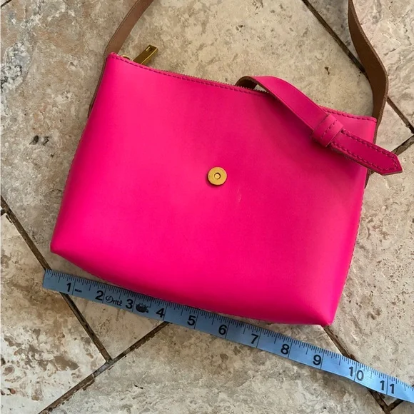 J Crew Hot Pink Leather Cross Body - Picture 4 of 7